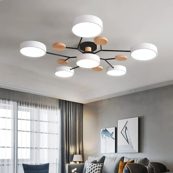 Modern LED Ceiling Light with Branched Design and Round Light Discs