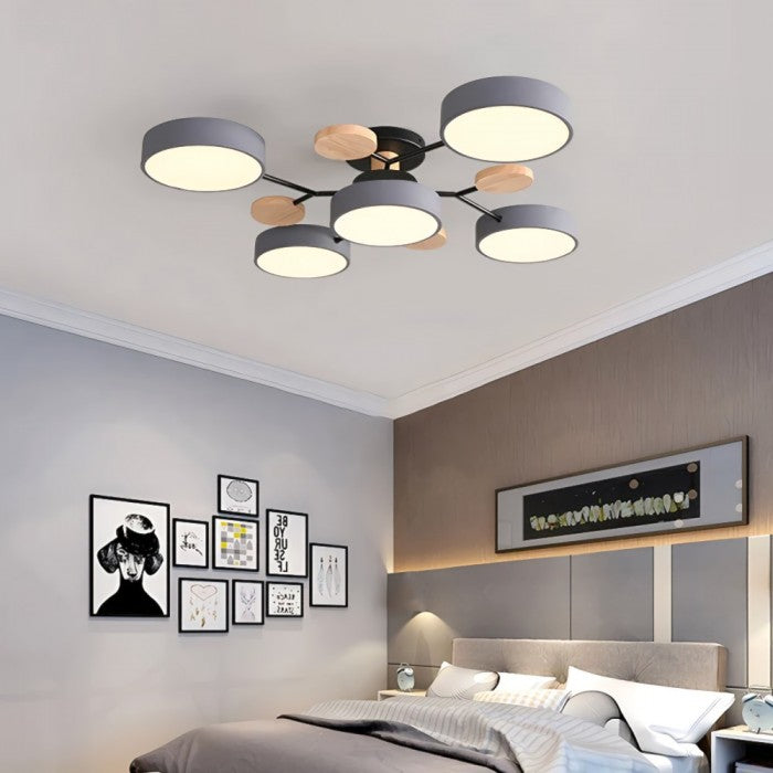 Modern LED Ceiling Light with Branched Design and Round Light Discs