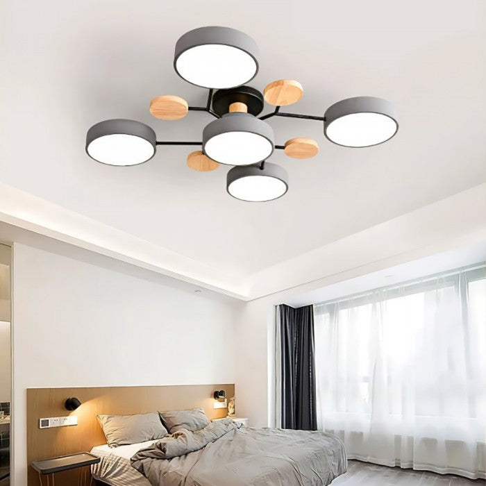 Modern LED Ceiling Light with Branched Design and Round Light Discs
