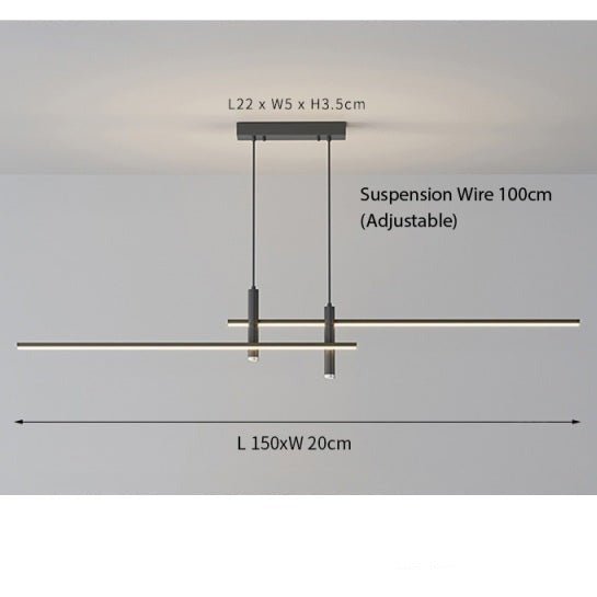 Sleek LED Linear Pendant Light Adjustable & Dimmable Modes