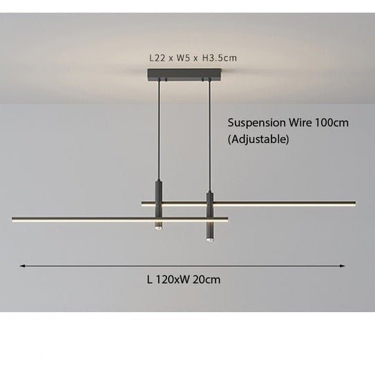Sleek LED Linear Pendant Light Adjustable & Dimmable Modes
