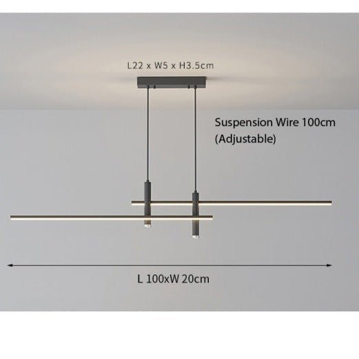 Sleek LED Linear Pendant Light Adjustable & Dimmable Modes