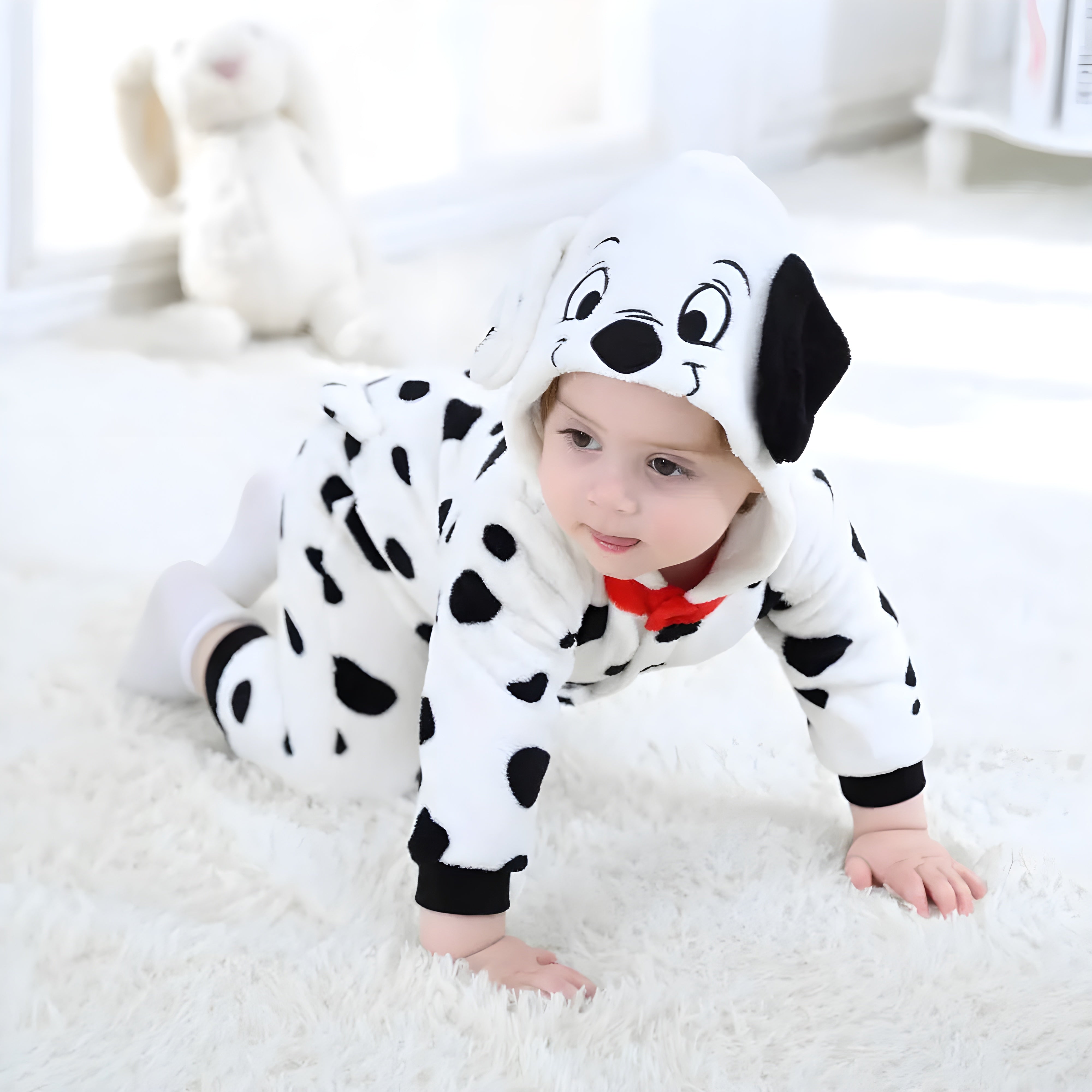 Kids Dalmatian Onesie Outfit Playful Hooded Costume