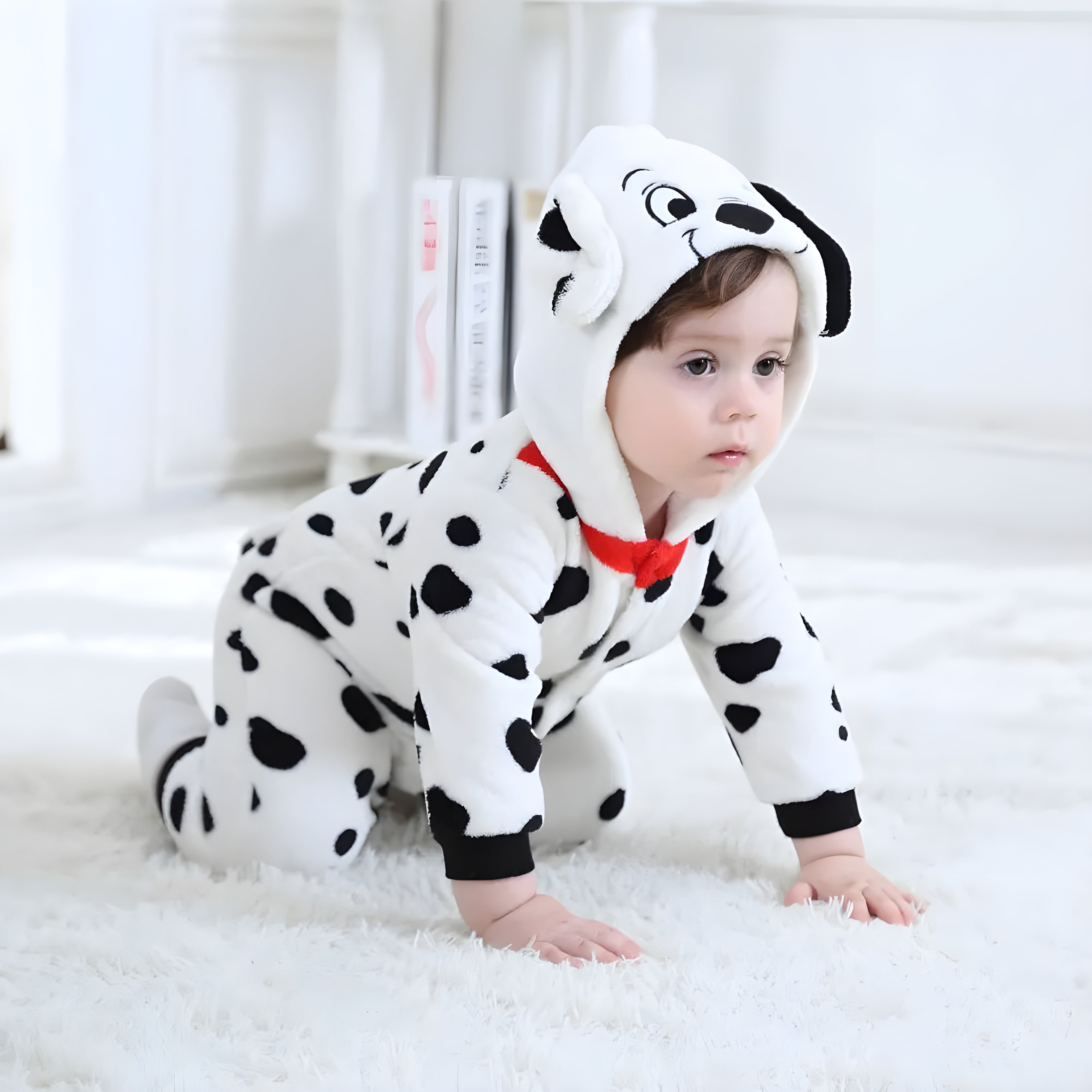 Kids Dalmatian Onesie Outfit Playful Hooded Costume