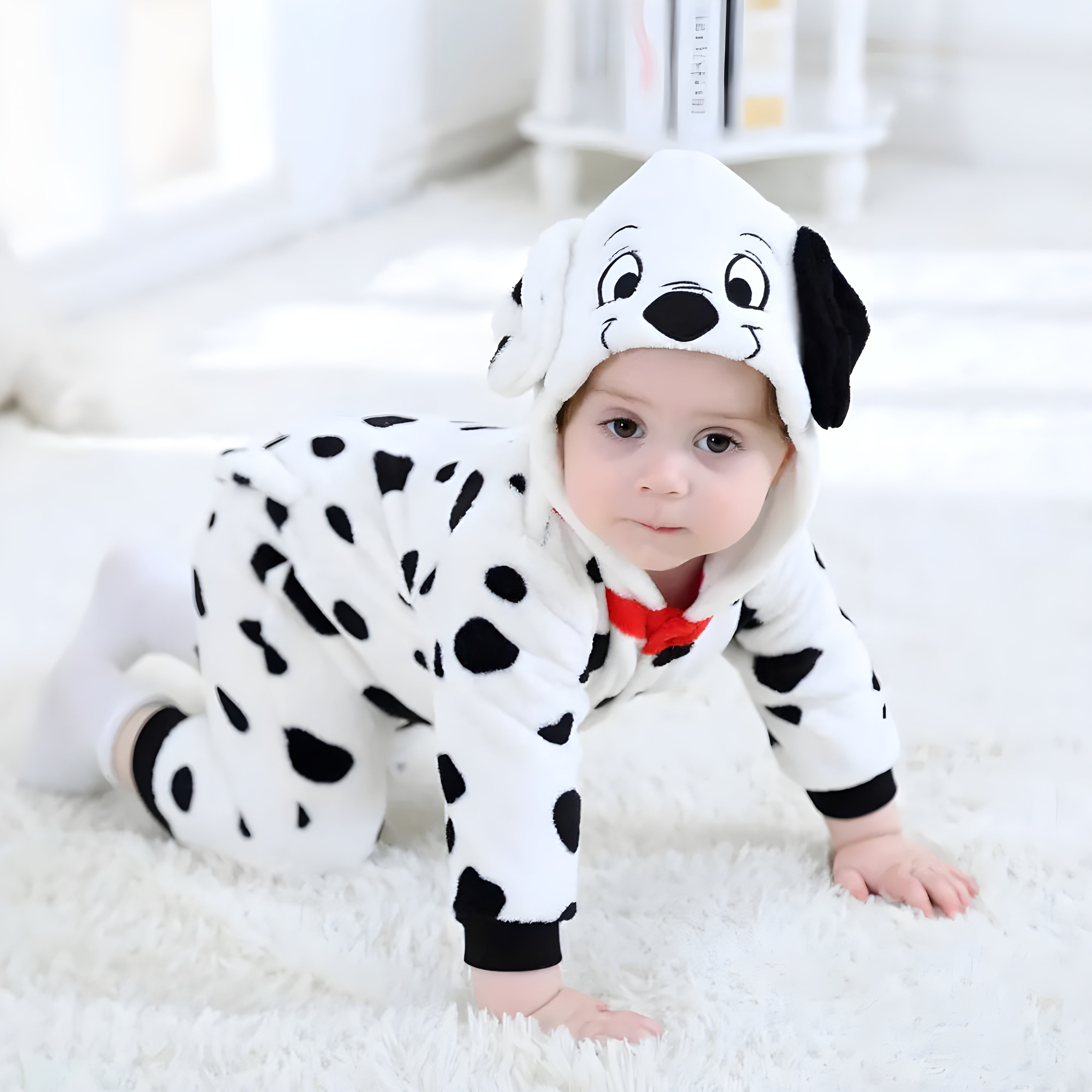 Kids Dalmatian Onesie Outfit Playful Hooded Costume