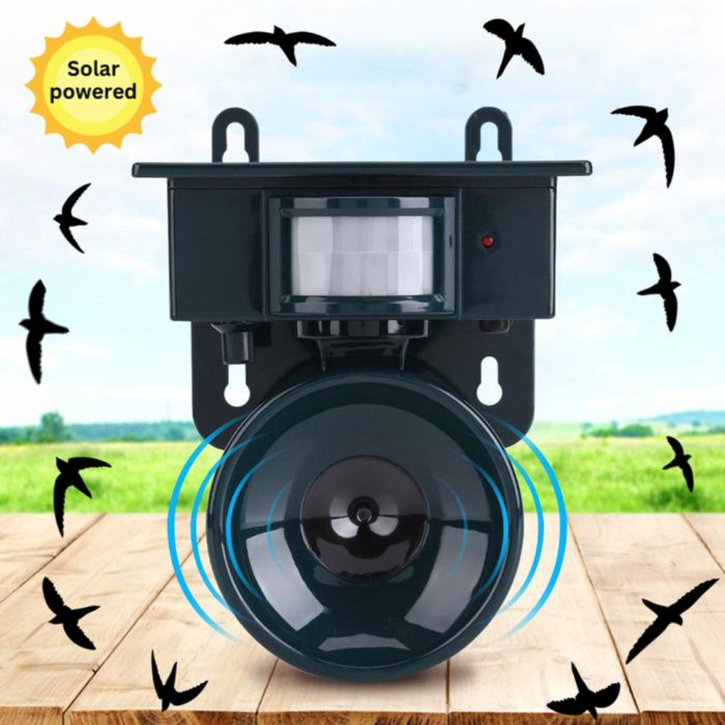 Solar Motion Bird Scarer Intelligent Sound & Ultrasonic Deterrent for Pigeons and Crows