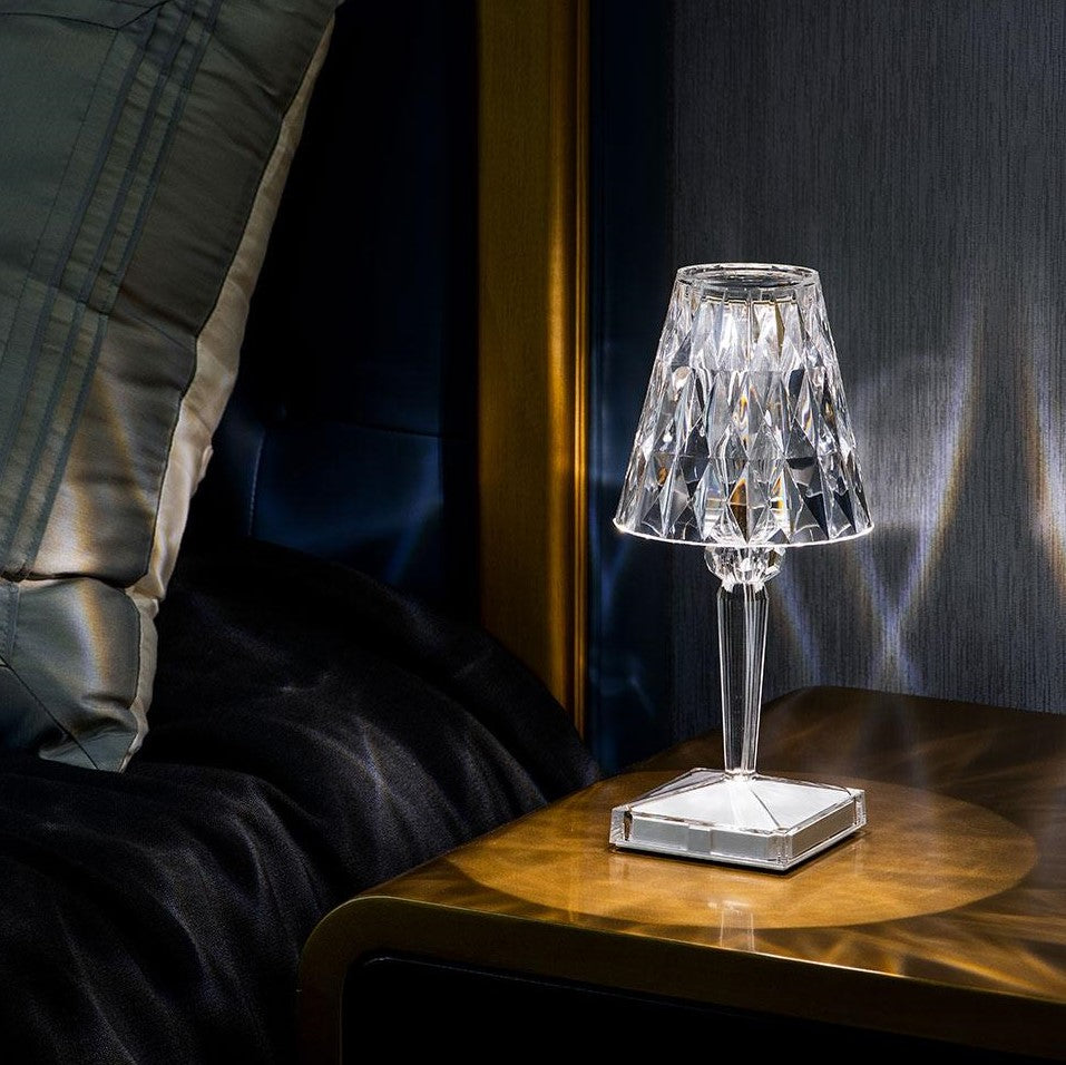 Elegant Crystal Glow Lamp Touch Control & Rechargeable Design