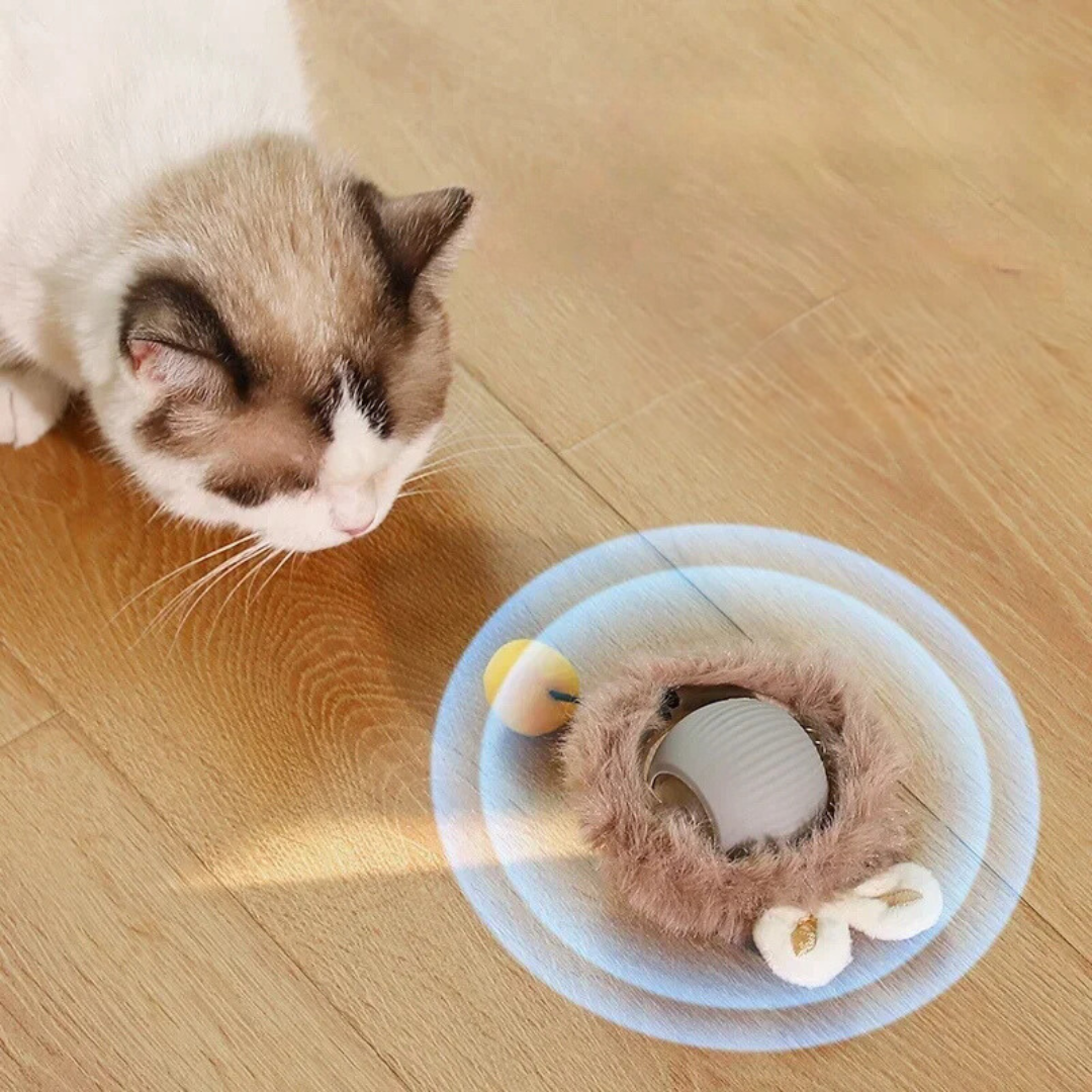 Interactive Cat Toy with Moving Tail Stimulating Rolling Ball for Active Cats
