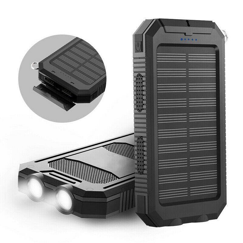 20000mAh Solar Power Bank Waterproof Portable Dual-USB Charger