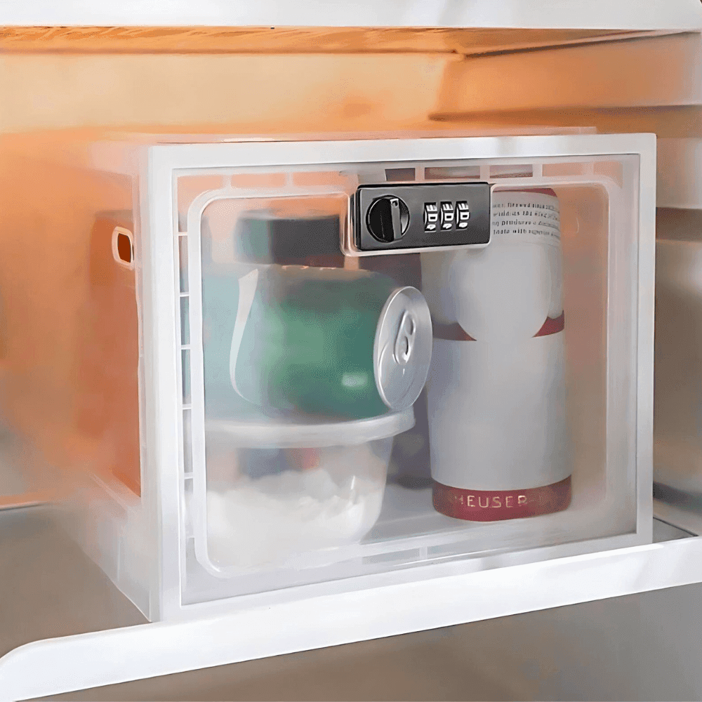 Food Organizer Box with Lock Clear Safe Storage for Fridge & Office
