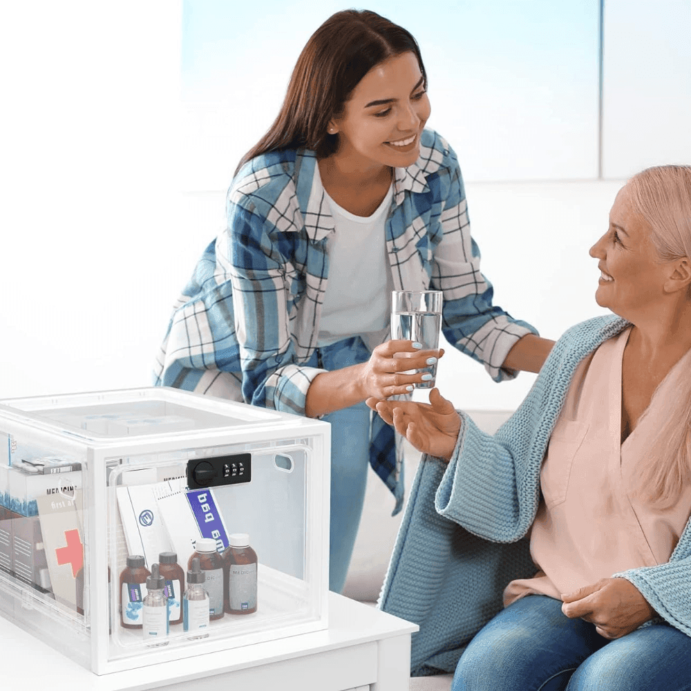 Food Organizer Box with Lock Clear Safe Storage for Fridge & Office