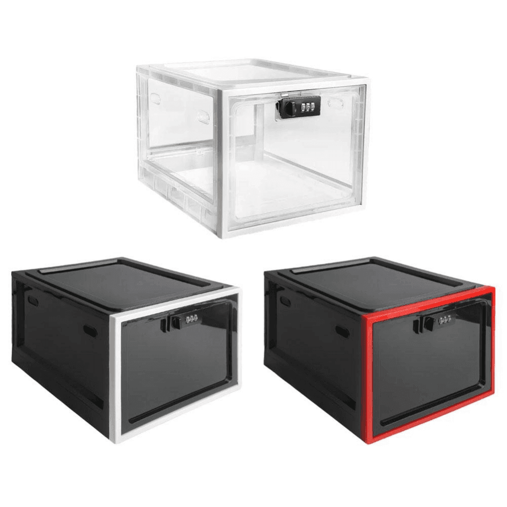 Food Organizer Box with Lock Clear Safe Storage for Fridge & Office
