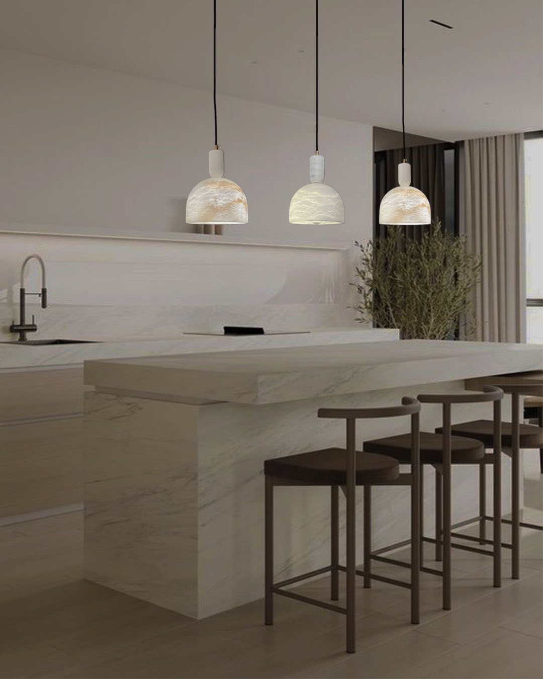 Seren pendant lamp made of alabaster