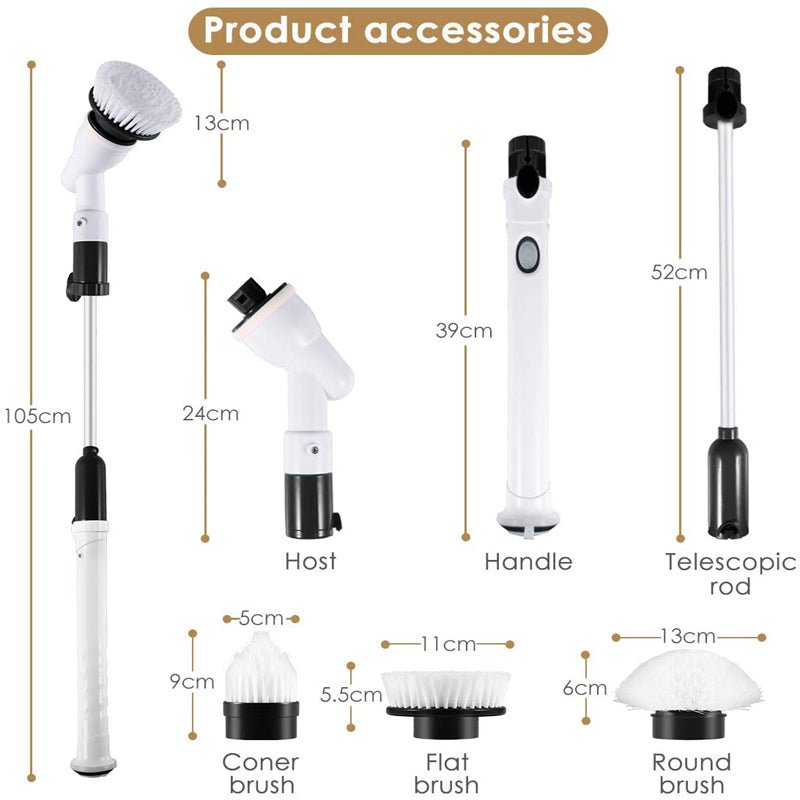 Turbo Clean Cordless Scrubber Set Adjustable Electric Brush for Home Cleaning