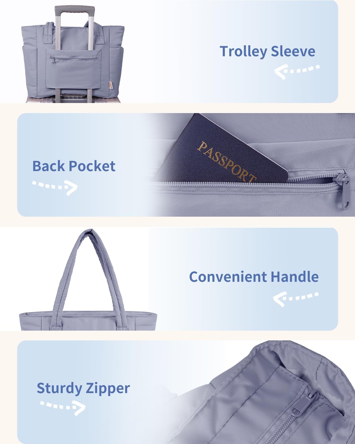 Quilted Tote Bag with Tumbler Holder and Padded Laptop Sleeve