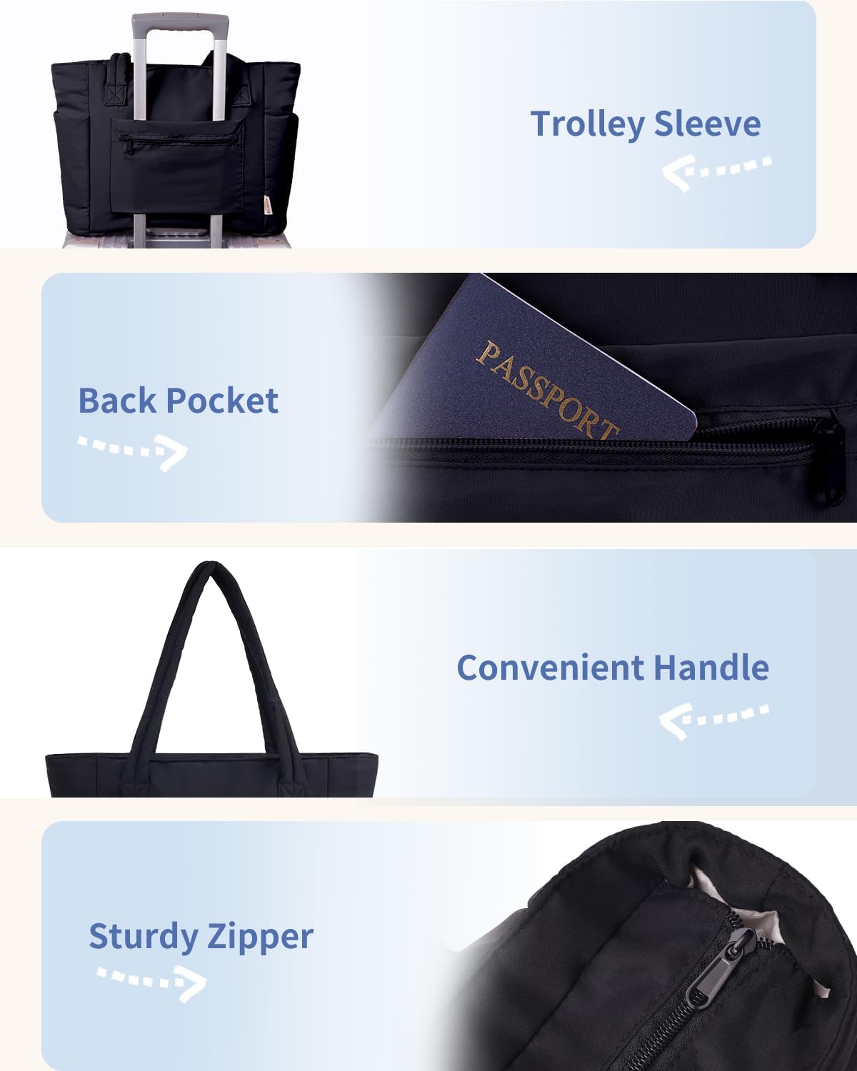 Quilted Tote Bag with Tumbler Holder and Padded Laptop Sleeve