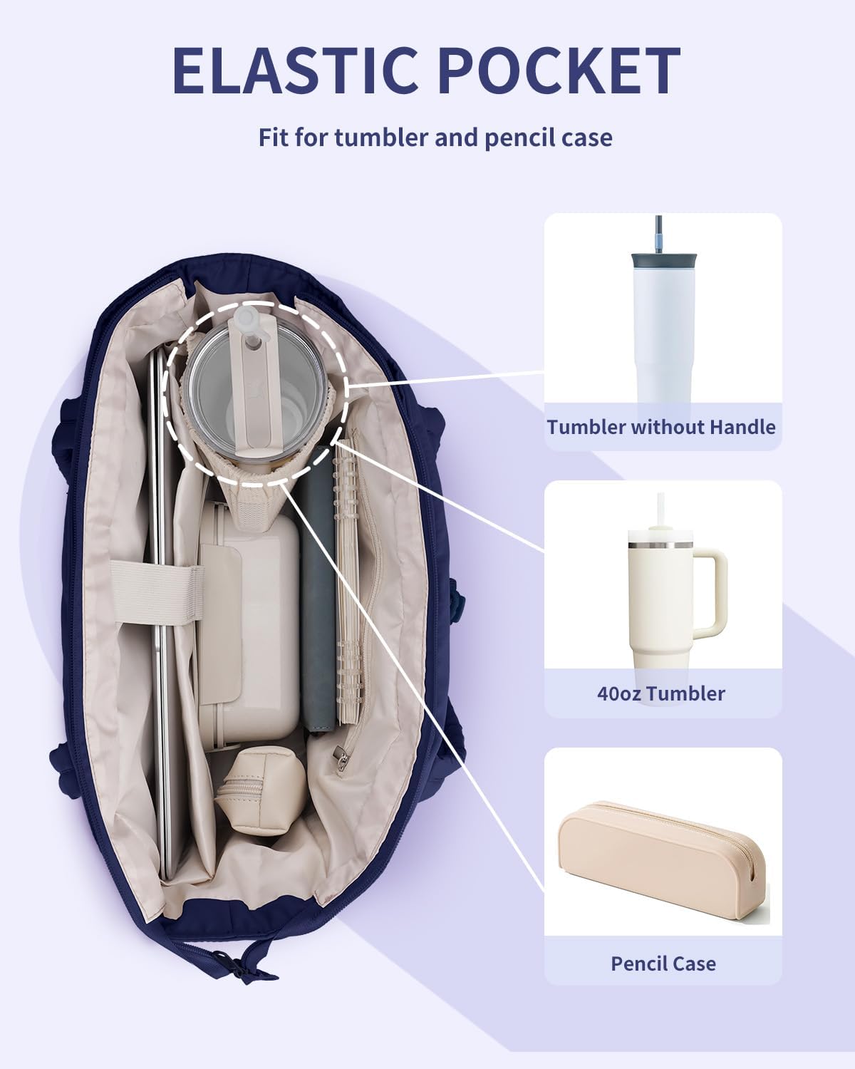 Quilted Tote Bag with Tumbler Holder and Padded Laptop Sleeve