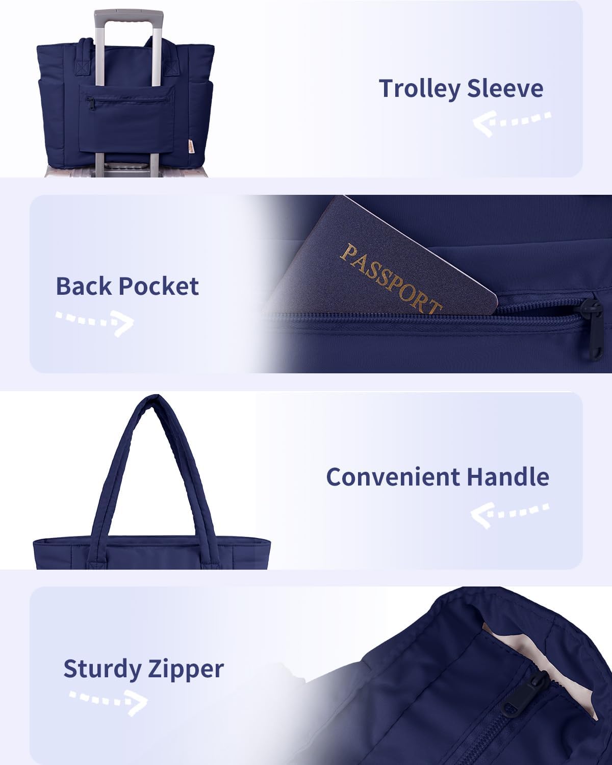 Quilted Tote Bag with Tumbler Holder and Padded Laptop Sleeve