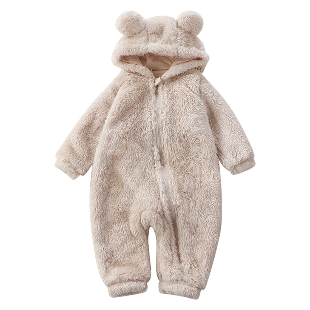 Baby Winter Bear Onesie Soft Hooded Zip-Up Outfit