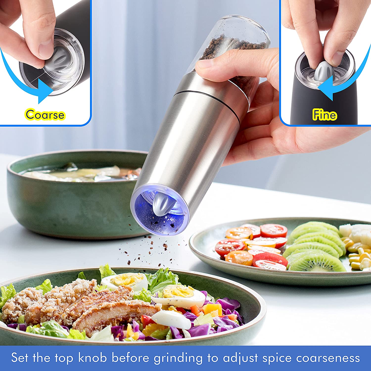 Automatic Salt and Pepper Grinder Gravity Sensor with LED Light