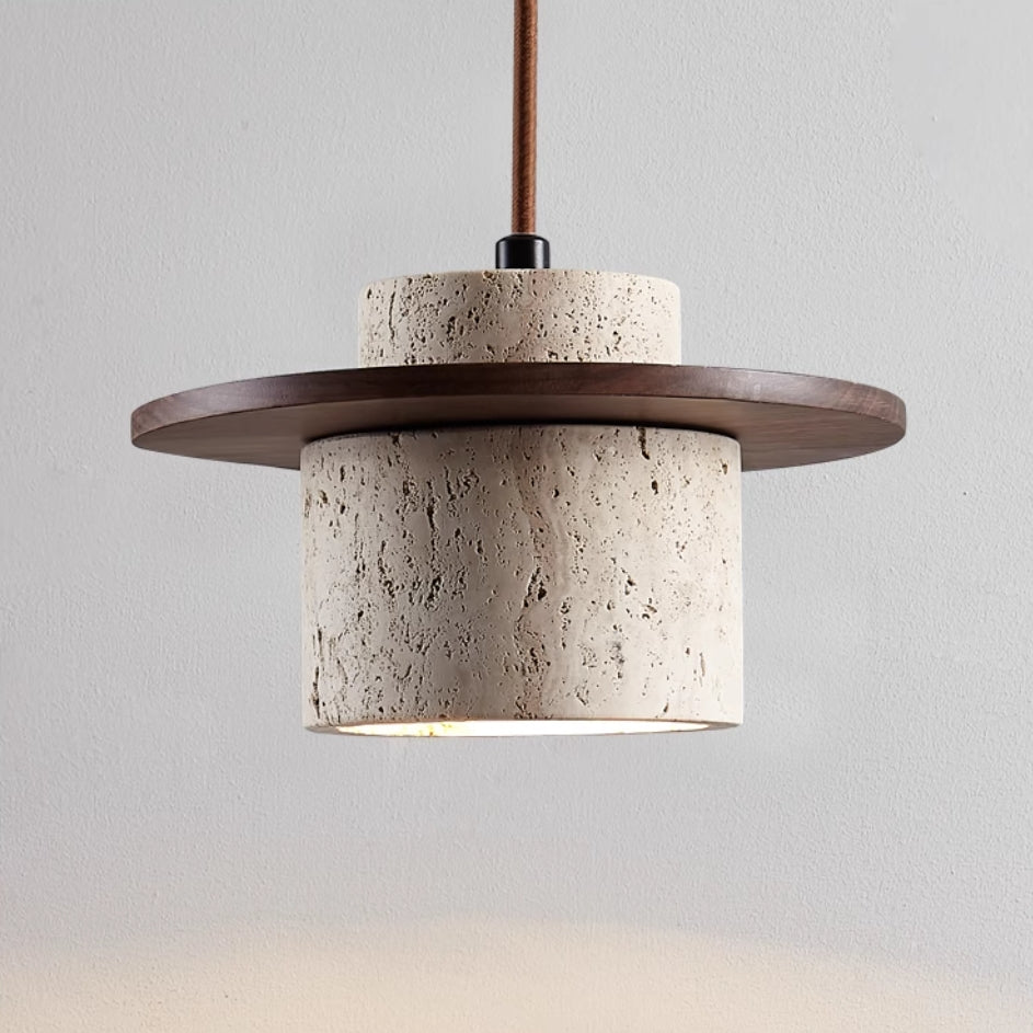 Living Room Pendant Light with Travertine Shade