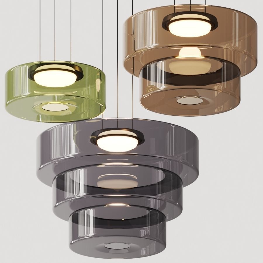 Layered Glass Living Room Pendant Light with Modern Halo Design