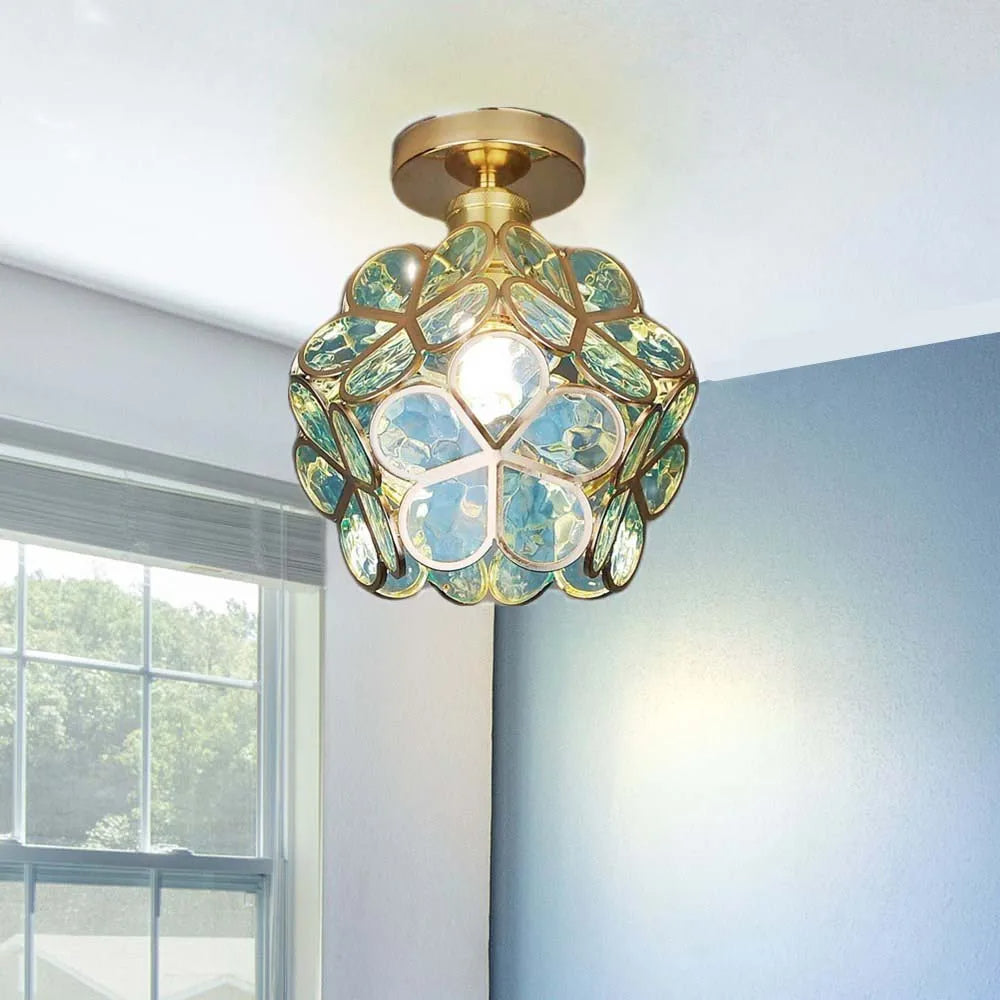 Floral Ceiling Light with Glass Details in Elegant Soft Lighting Fixture