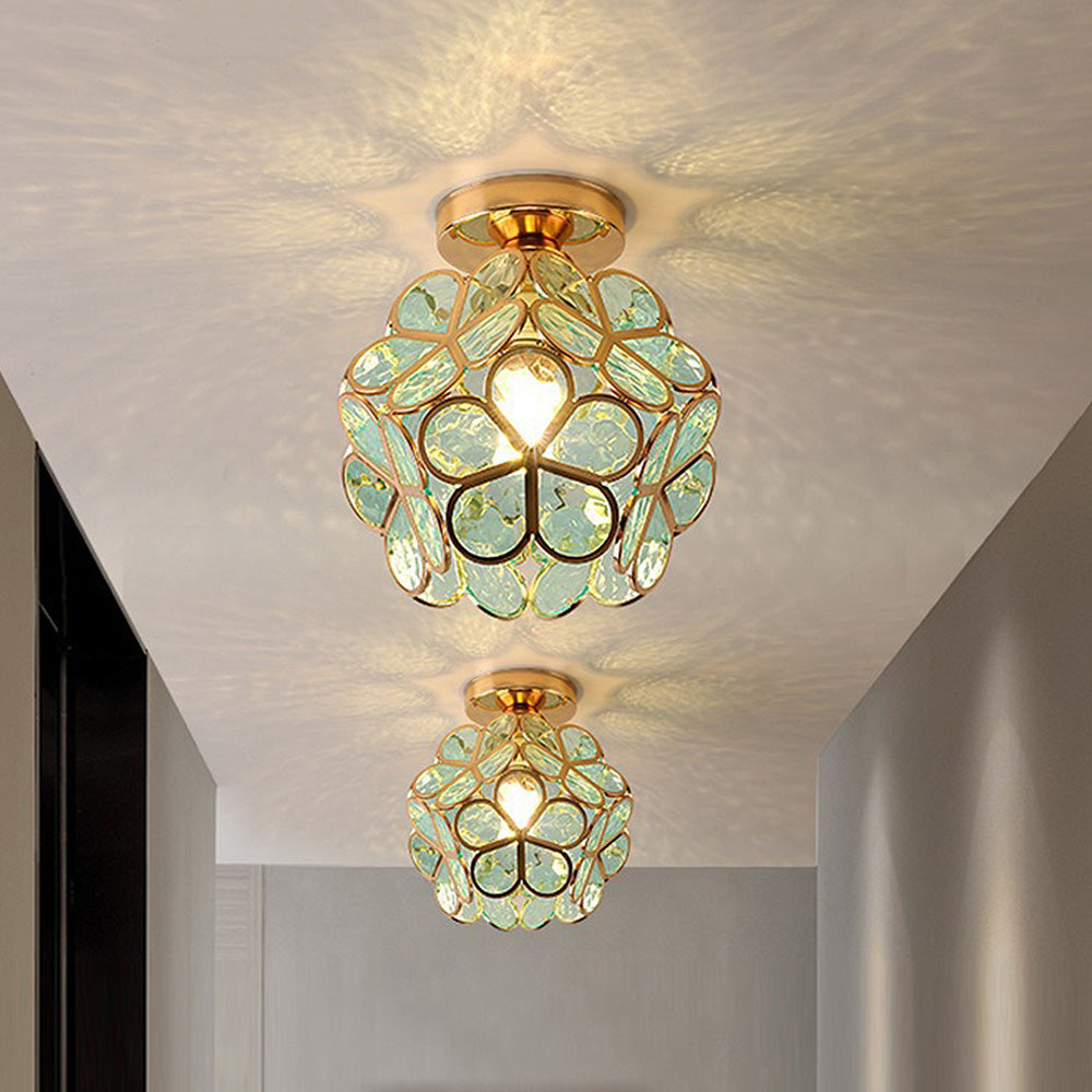 Floral Ceiling Light with Glass Details in Elegant Soft Lighting Fixture