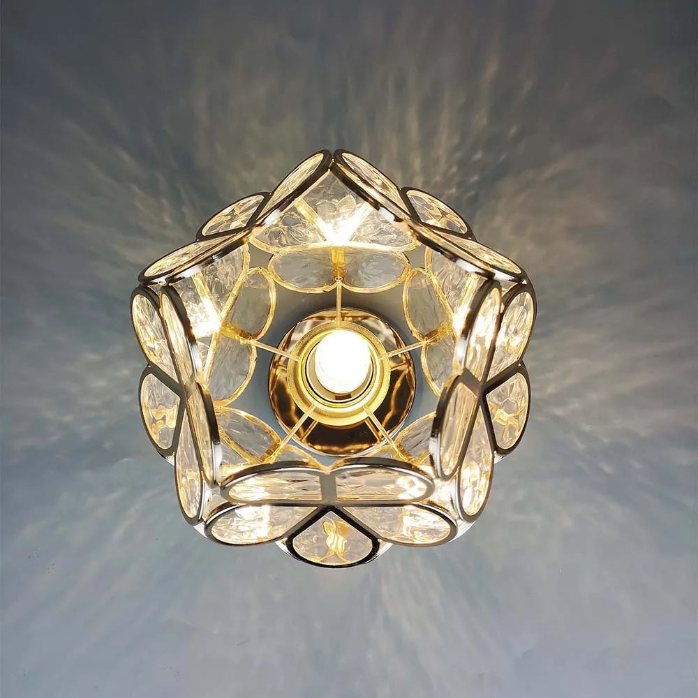 Floral Ceiling Light with Glass Details in Elegant Soft Lighting Fixture