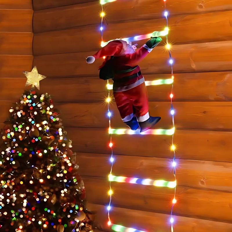 Glow Climb Santa Lights Festive - Hanging Christmas Outdoor Light Display