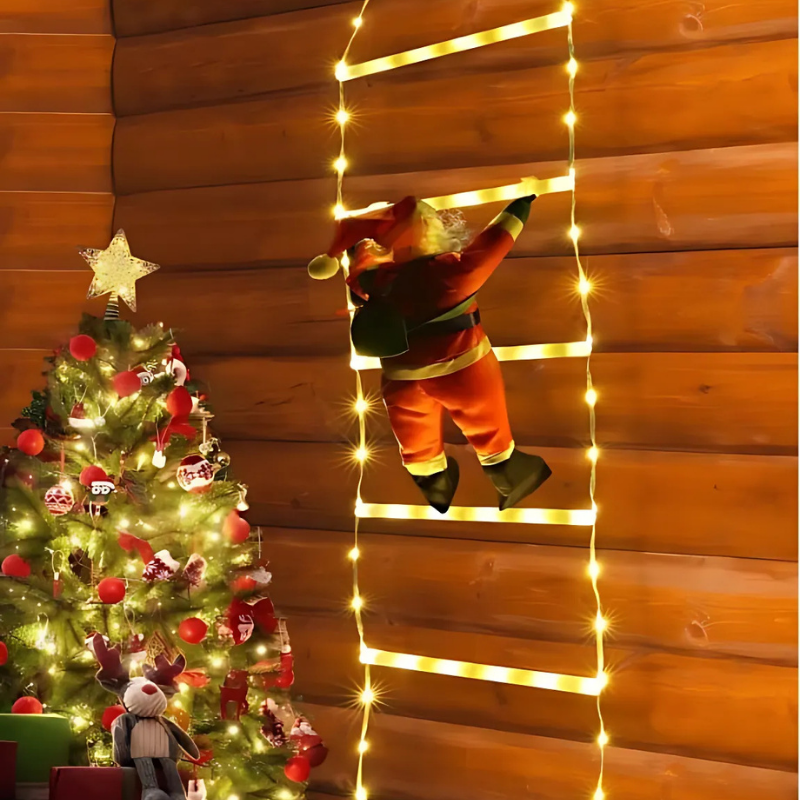 Glow Climb Santa Lights Festive - Hanging Christmas Outdoor Light Display