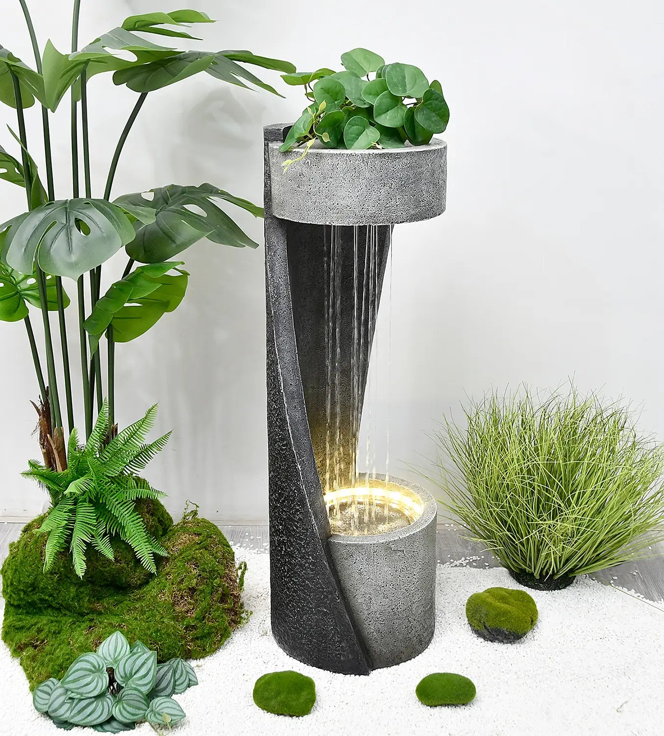 Zelos Decoratieve Waterval Fontein met Plantenschaal