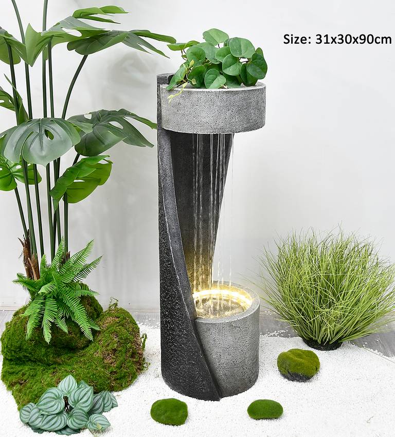 Zelos Decoratieve Waterval Fontein met Plantenschaal