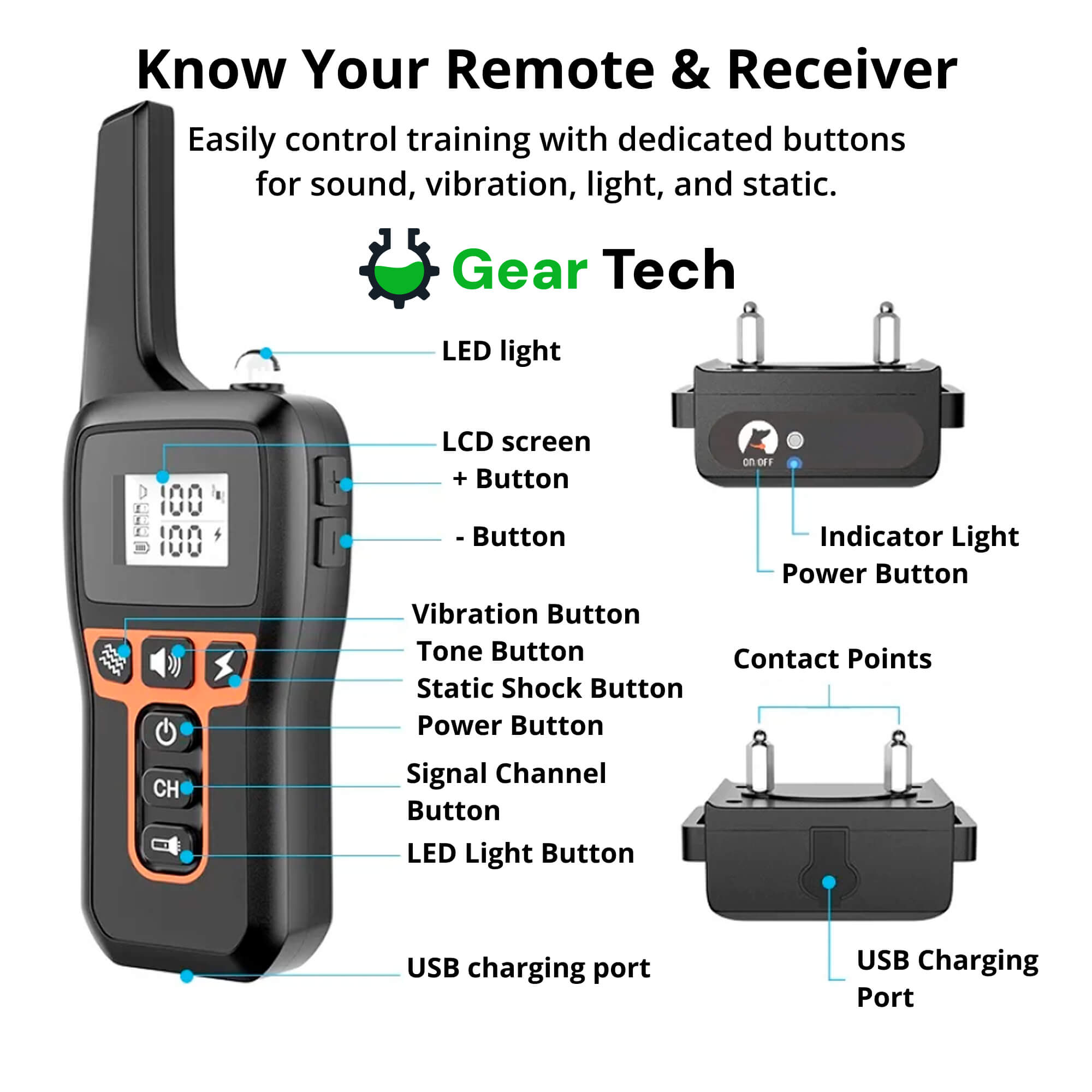 Dog Training Collar Long-Range Waterproof Remote for All Dog Sizes
