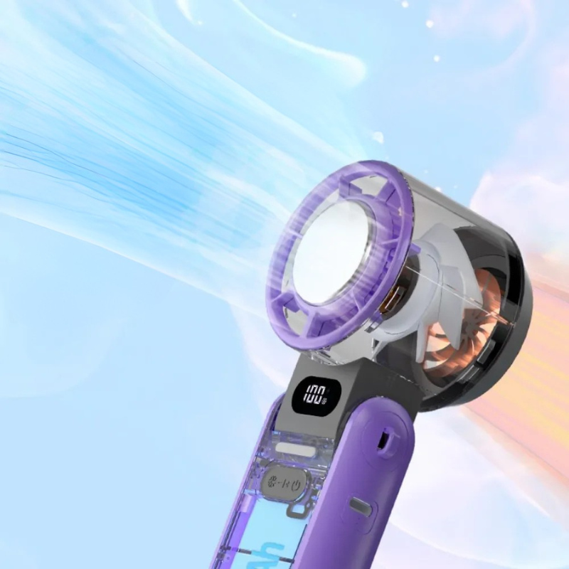 Foldable rechargeable cooling fan with digital display