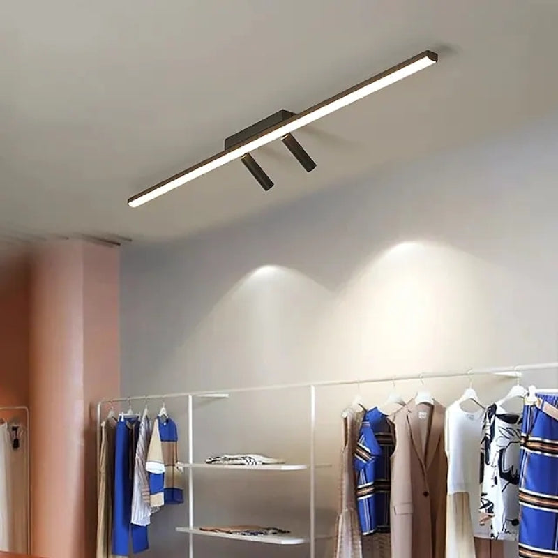 Modern Linear LED Ceiling Light with Adjustable Spotlights