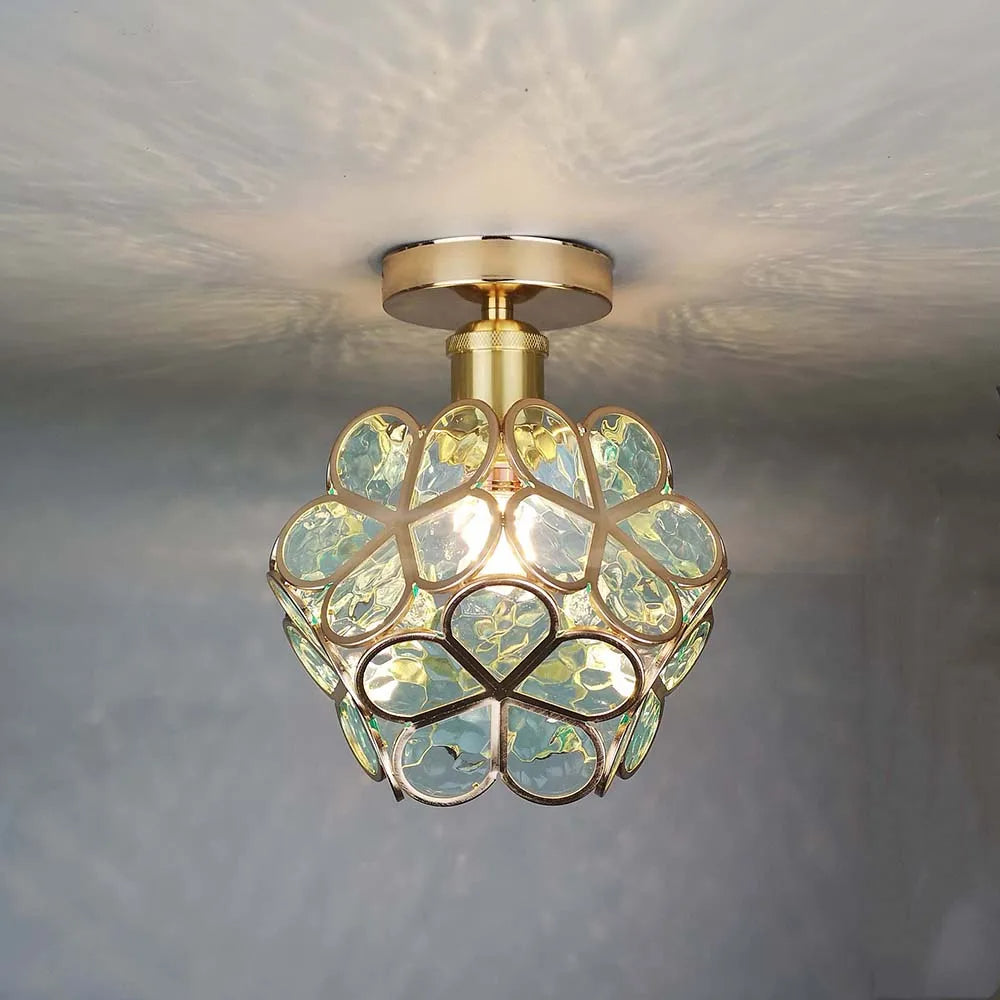 Floral Ceiling Light with Glass Details in Elegant Soft Lighting Fixture