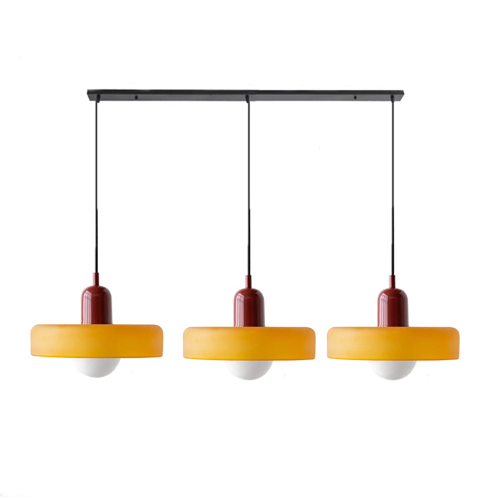 Stylish Pendant Light with 3 Colored Glass Shades Adjustable Ceiling Lamp