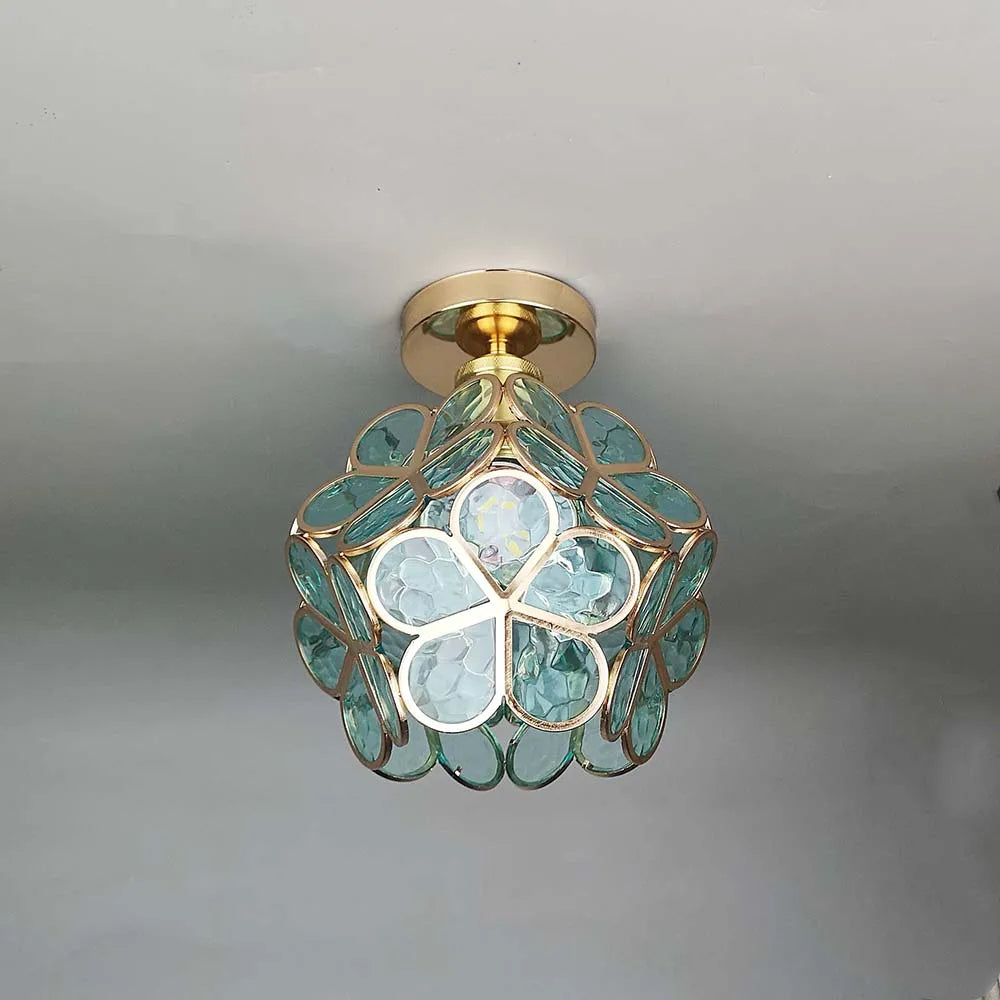 Floral Ceiling Light with Glass Details in Elegant Soft Lighting Fixture