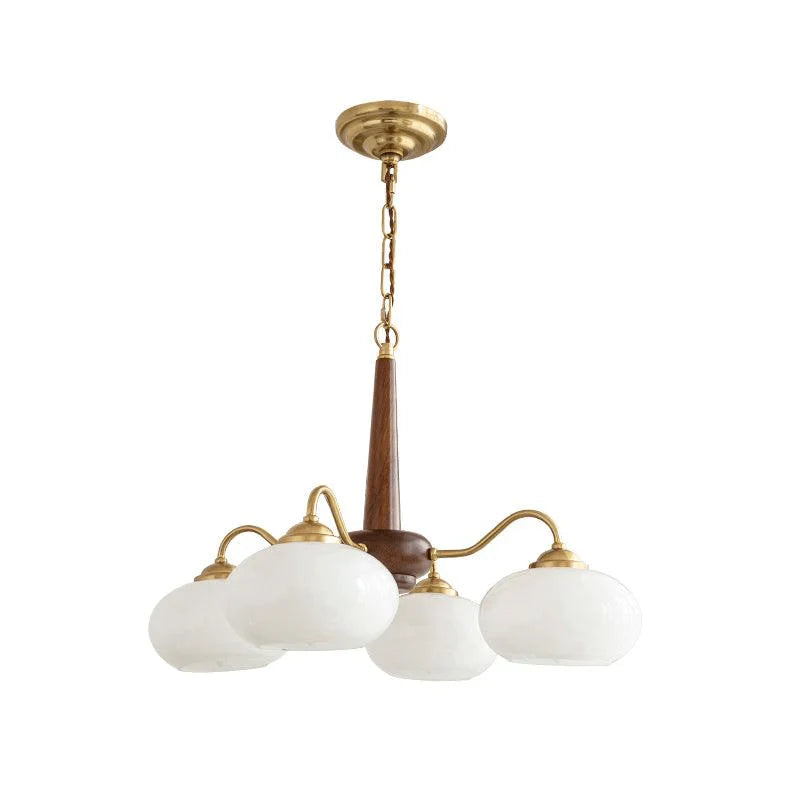 Vintage Wood Glass Mid-Century Retro Glass Chandeliers