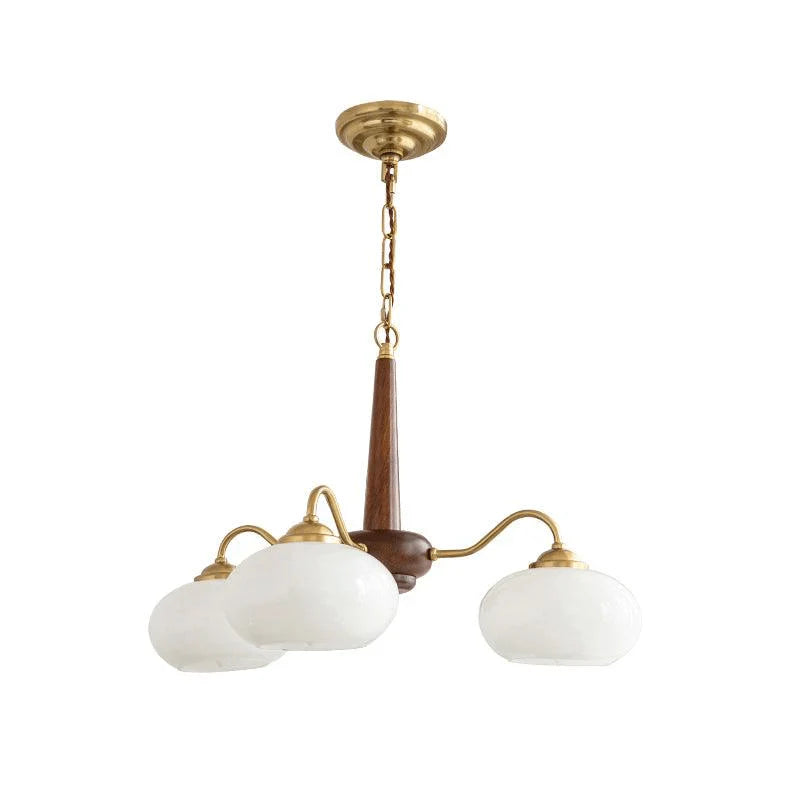 Vintage Wood Glass Mid-Century Retro Glass Chandeliers