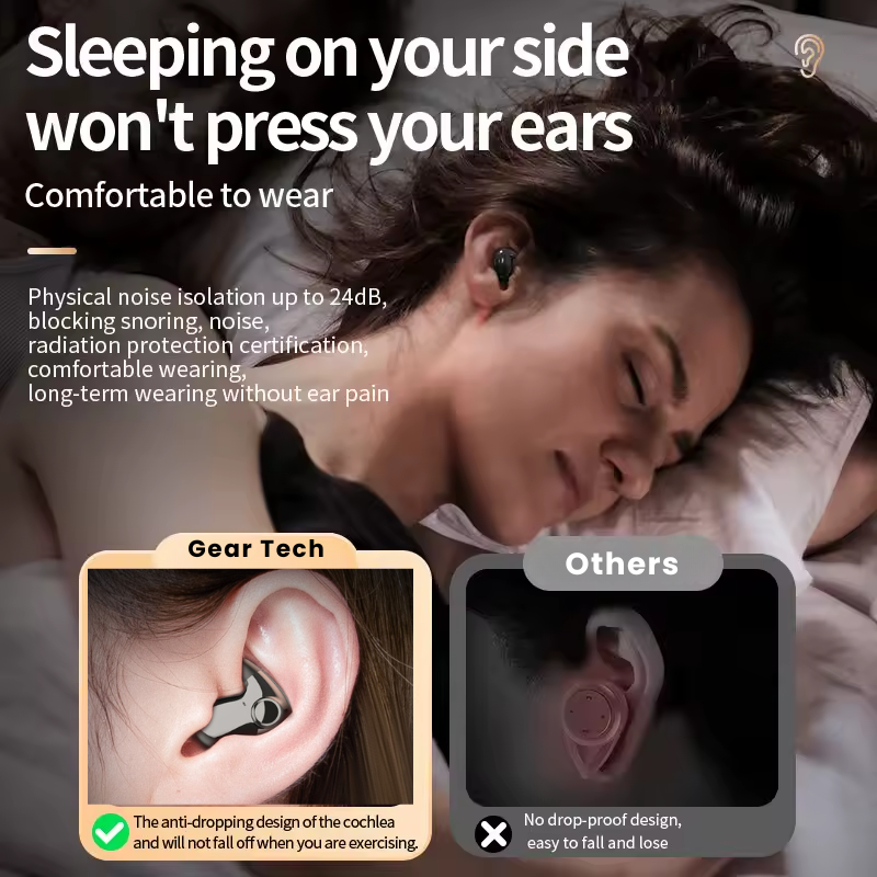 Invisible Wireless Sleep Earbuds Noise-Cancelling Headphones for Side Sleepers