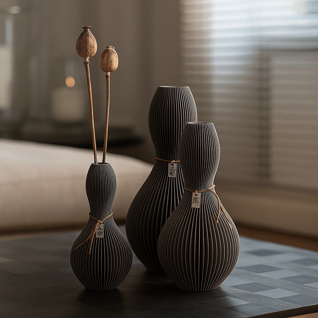Ribbed vase with wasp waist and waterproof insert