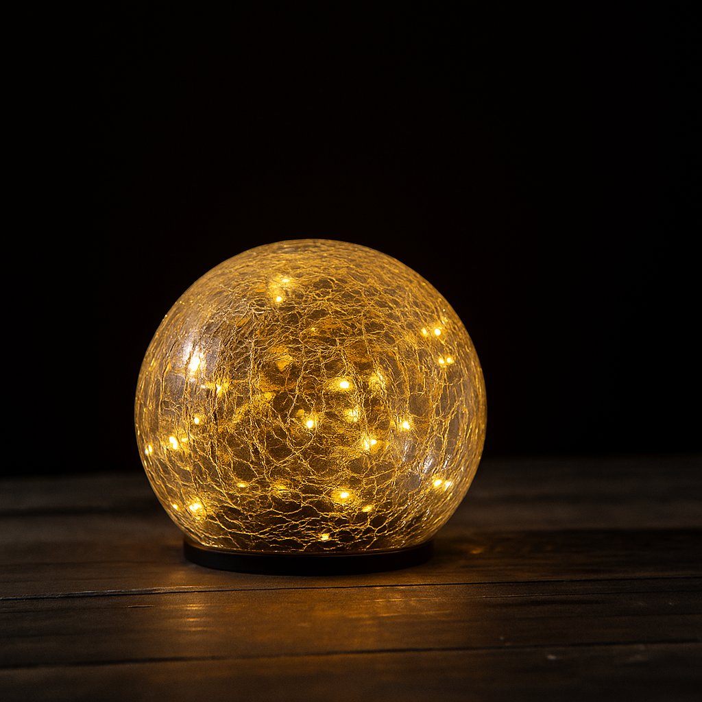 Glass solar lamp with fairy lights