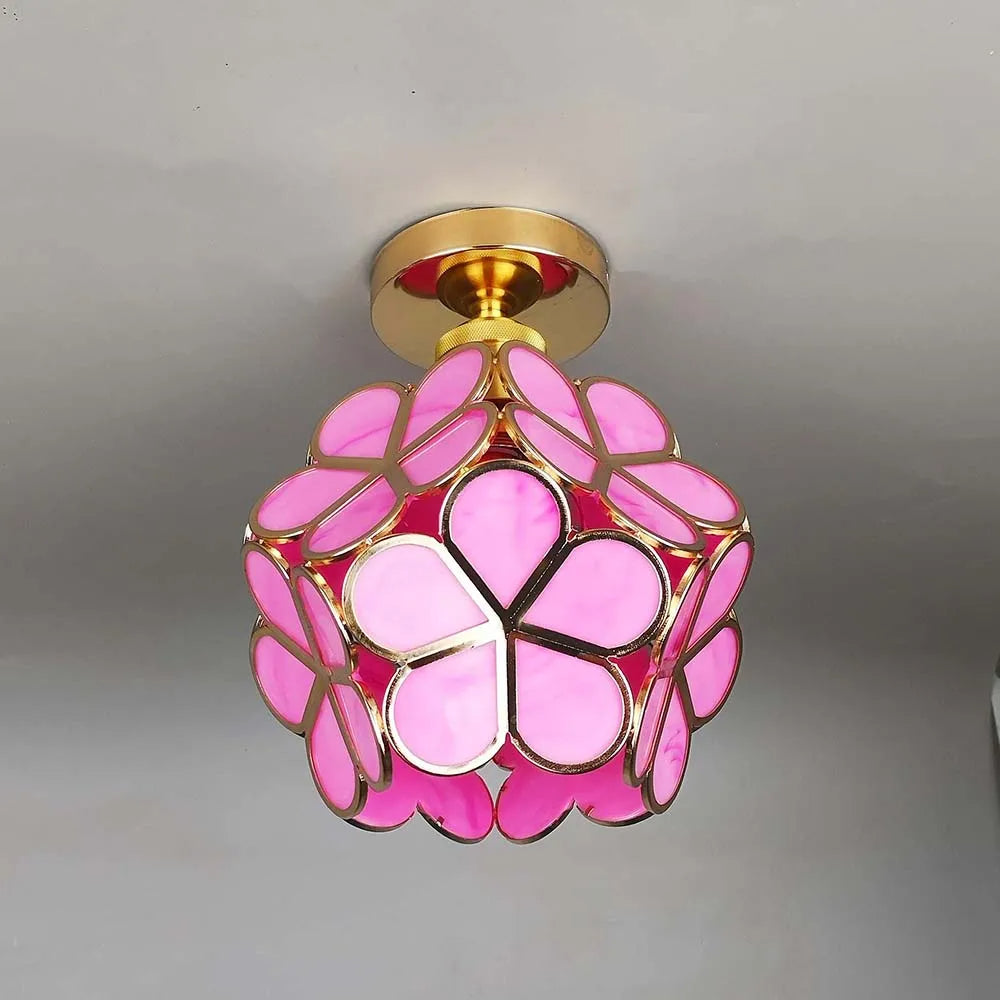 Floral Ceiling Light with Glass Details in Elegant Soft Lighting Fixture