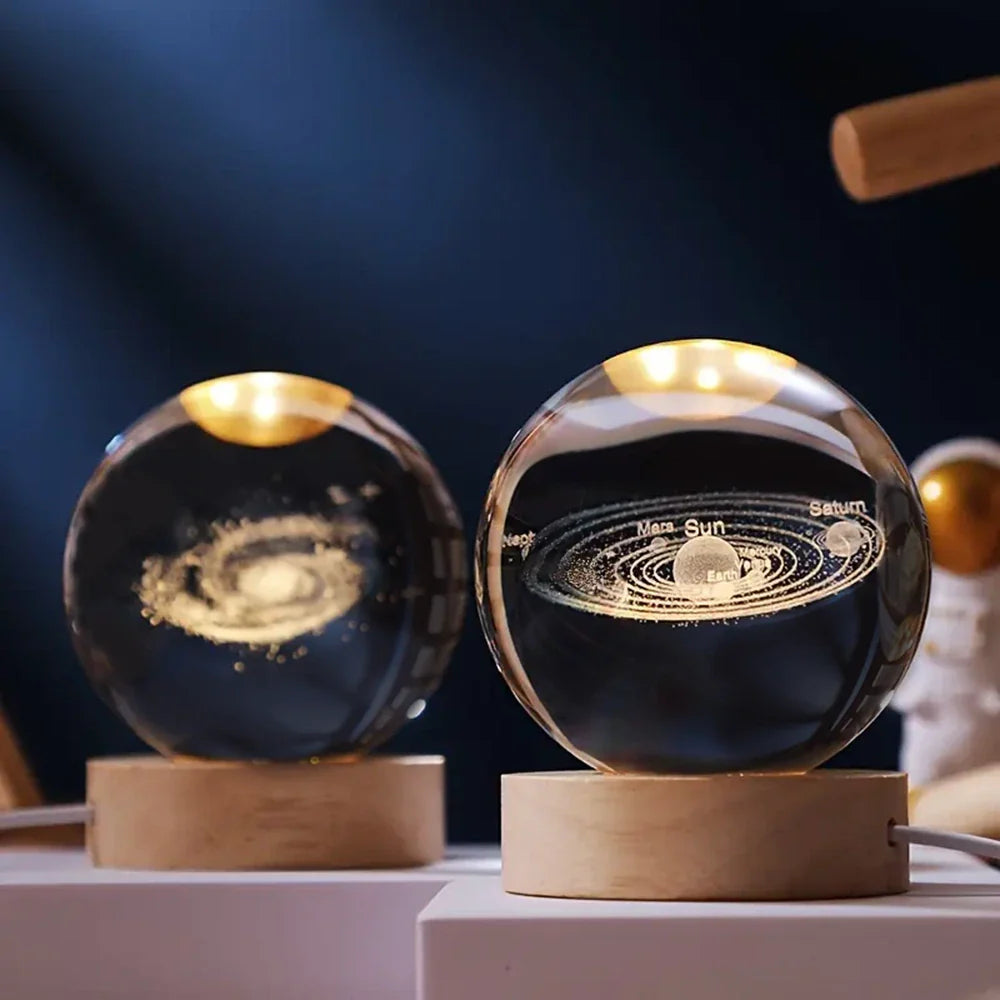 Luminous 3D Crystal Ball Glowing Planet Night Light