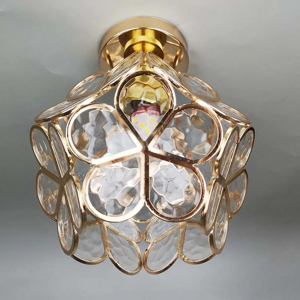 Floral Ceiling Light with Glass Details in Elegant Soft Lighting Fixture
