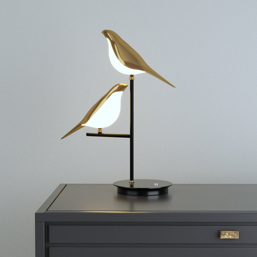 Modern Golden Bird Design LED Table Lamp
