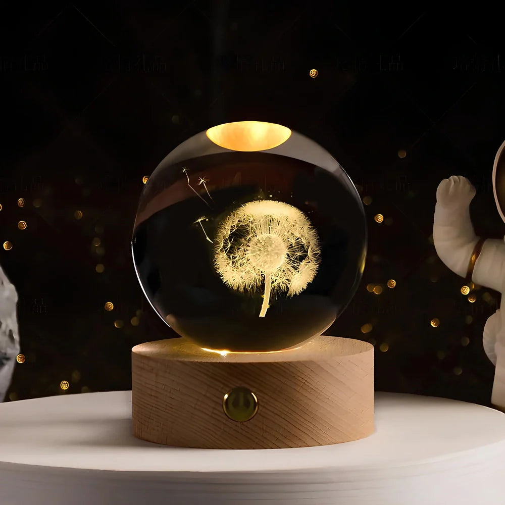 Luminous 3D Crystal Ball Glowing Planet Night Light