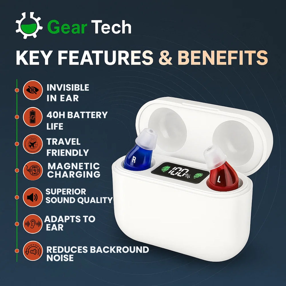 Compact Hearing Aids Rechargeable Design with Crisp, Clear Audio
